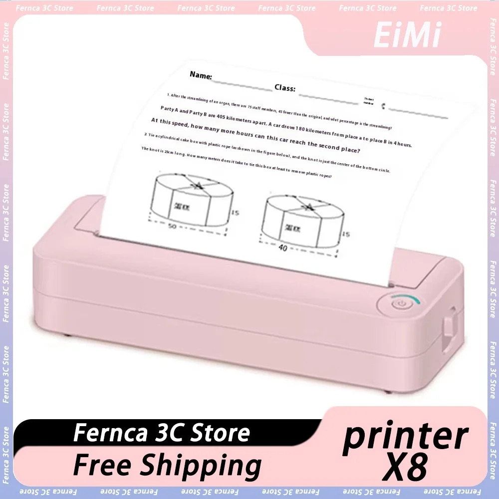 

Eimi X8 Printer Wireless Bluetooth Thermal High Speed Portable A4 Printer Mini Student Office Photograph Desktop Printer Gifts