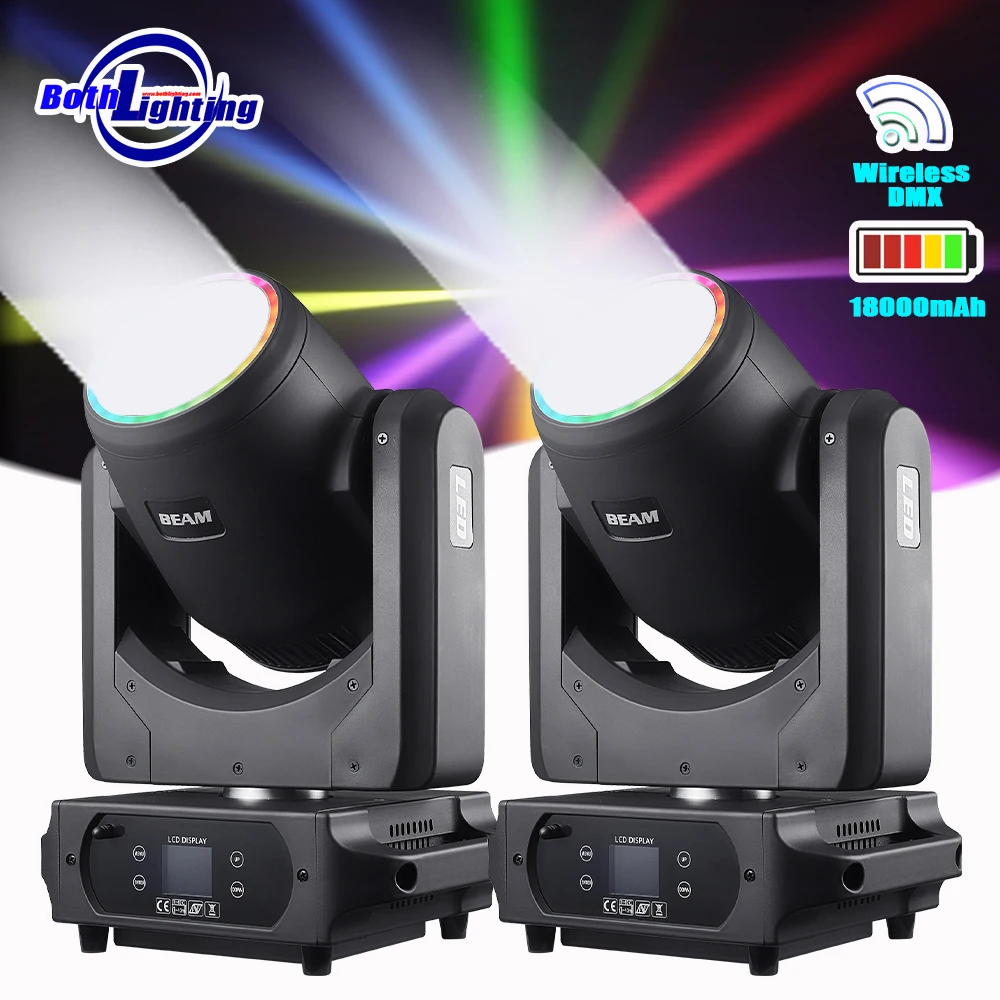 2PCS 100W Battery Beam Moving Head Light Wireless DMX Stage Light Sound Activated Play DJ Lights For Wedding Party Music