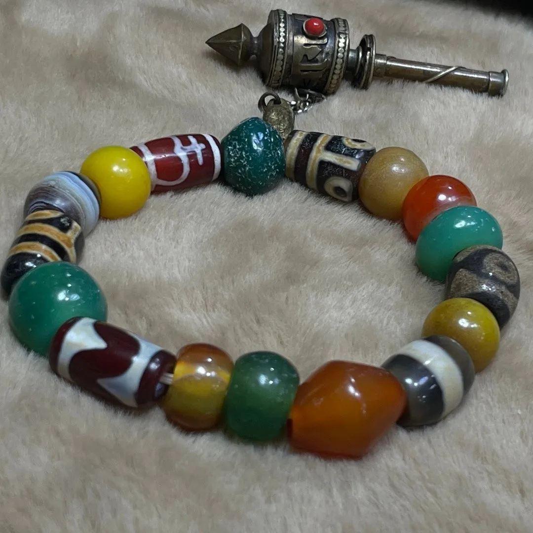 Tibetan Nepalese Himalayan Ancient agate Old Dzi Talisman eye Bead Amulet 2