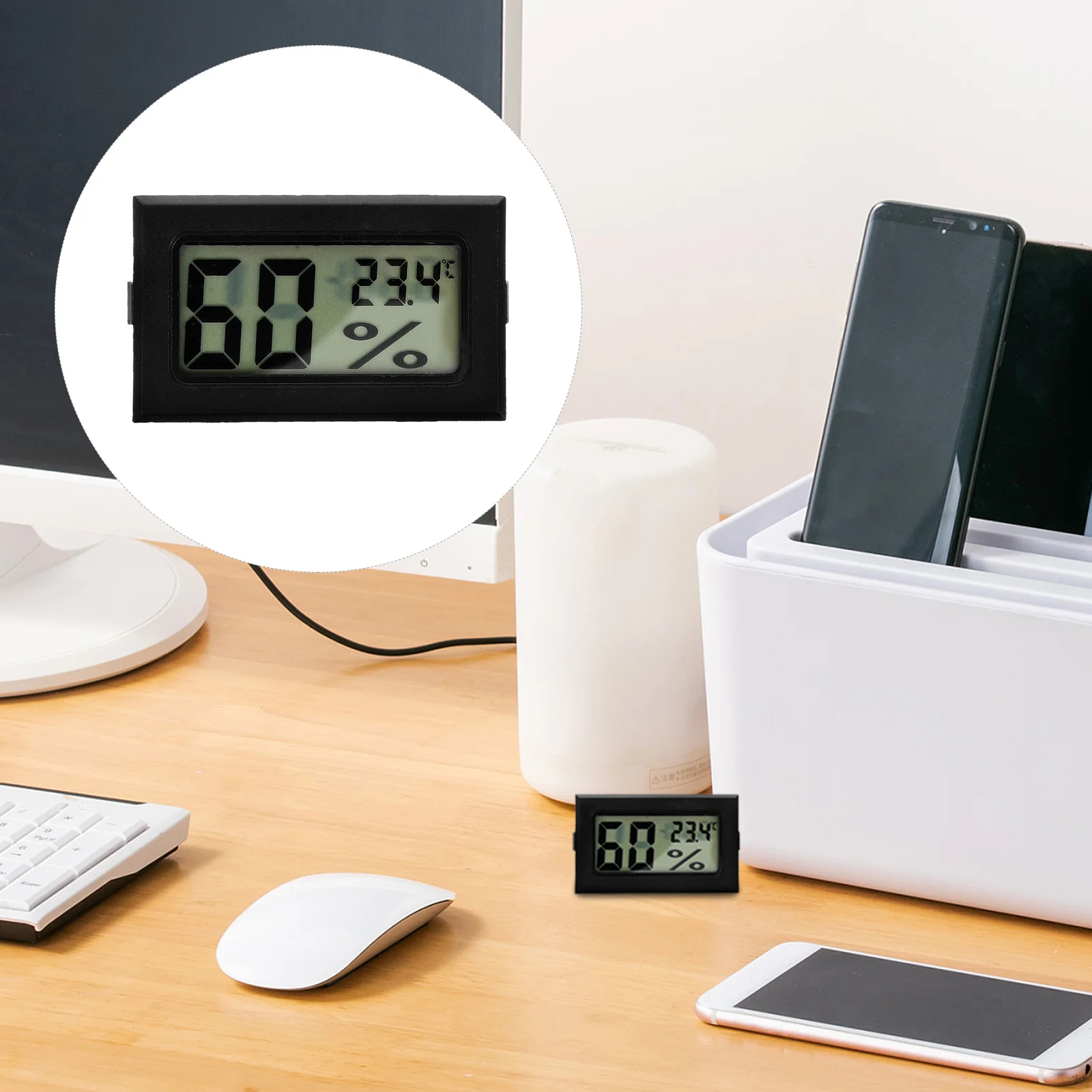 Medidor de humedad al aire libre Mini termómetro digital higrómetro negro Abs para frascos Oficina