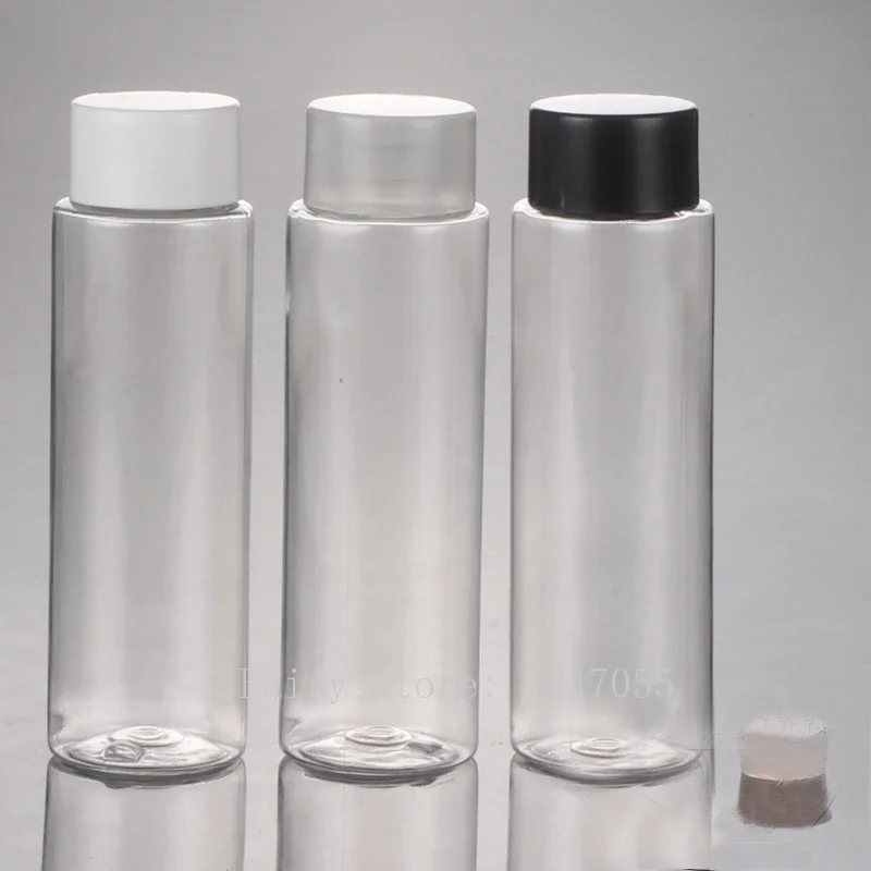 150ml 30/50pcs/lot Clear Plastic Empty Cosmetic Double Lid Bottles Round Shoulders Liquid Container Travel Cosmetic Packaging