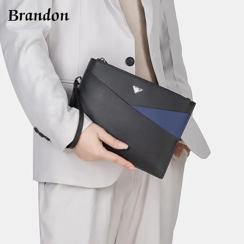 

New PU material men's handbag fashionable and simple handbag business commuting clip bag armpit bag