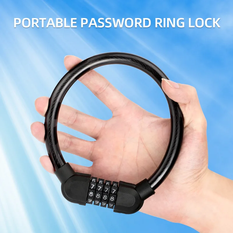 Outdoor Portable 4-digit Combination Bicycle Safety Lock Explosion Type Anti-theft Code Mountain Bike Equipment Is Ultra-light