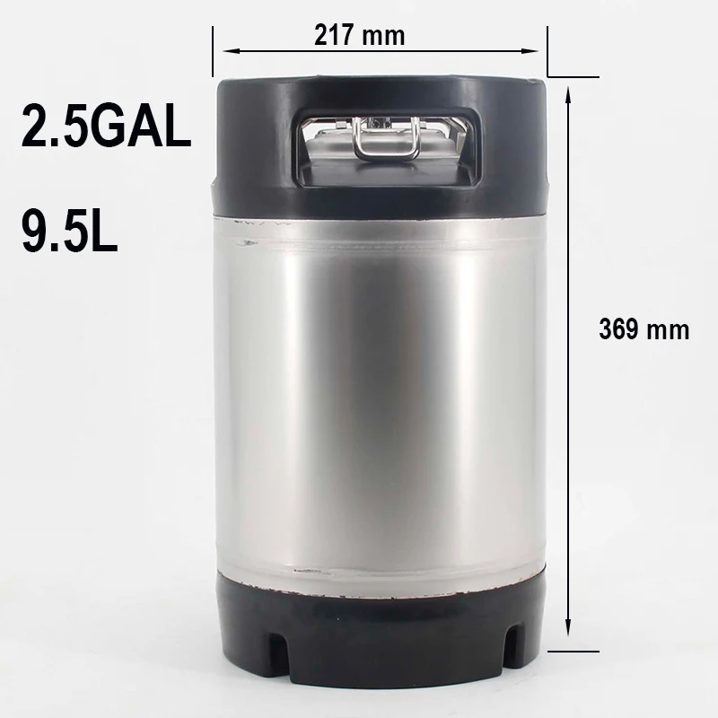 Ball Lock Cornelius (Corny) Beer Keg Brand New 9.5 L(2.5 US Gallon ) Stainless Steel 304 Rubber Top & Bottom Max Pressure 130psi