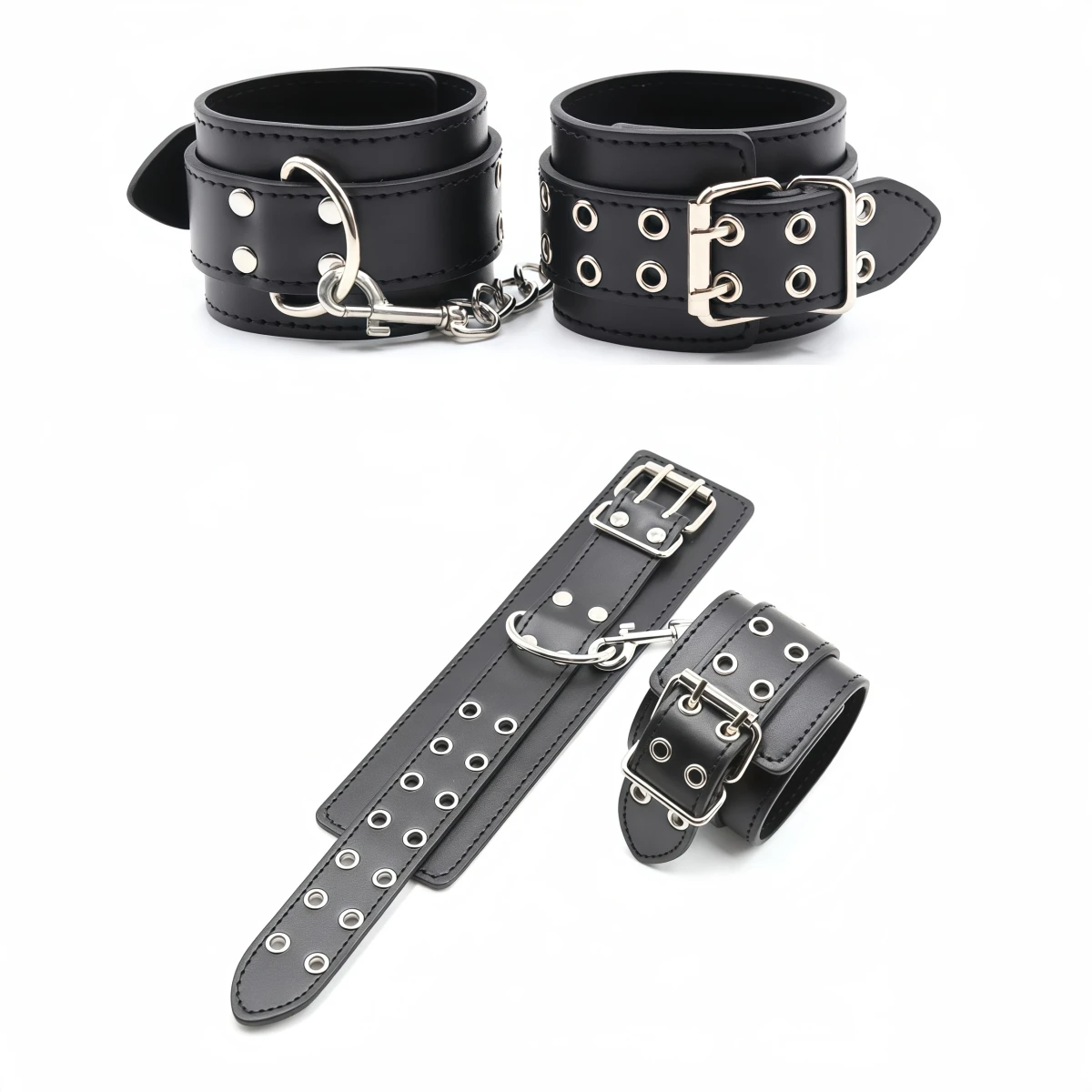 أصفاد وأصفاد من جلد البولي يوريثان الأسود أزياء لعبة ربط الحفلات مناسبة لإكسسوارات الأزياء التنكرية دعائم المسرح