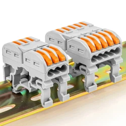 DIN Rail Fast Wire Cable Conectores, Condutor Compacto, Primavera Splicing, Fiação Conector, Push-in Terminal Block, 3 Pin, 5Pin, Universal