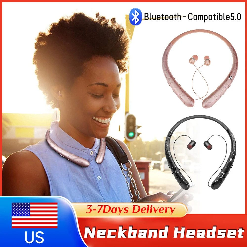 

Беспроводные наушники-гарнитура с шумоподавлением, водонепроницаемые, Bluetooth 5.0, выдвижные, для тренировок, бега, iPhone, Samsung ﻿