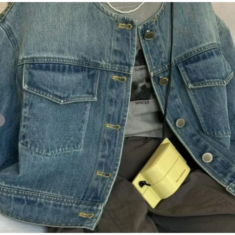 Pakaian luar anak perempuan untuk musim semi 2025 jaket denim anak-anak baru, atasan serbaguna dan bergaya untuk dewasa.