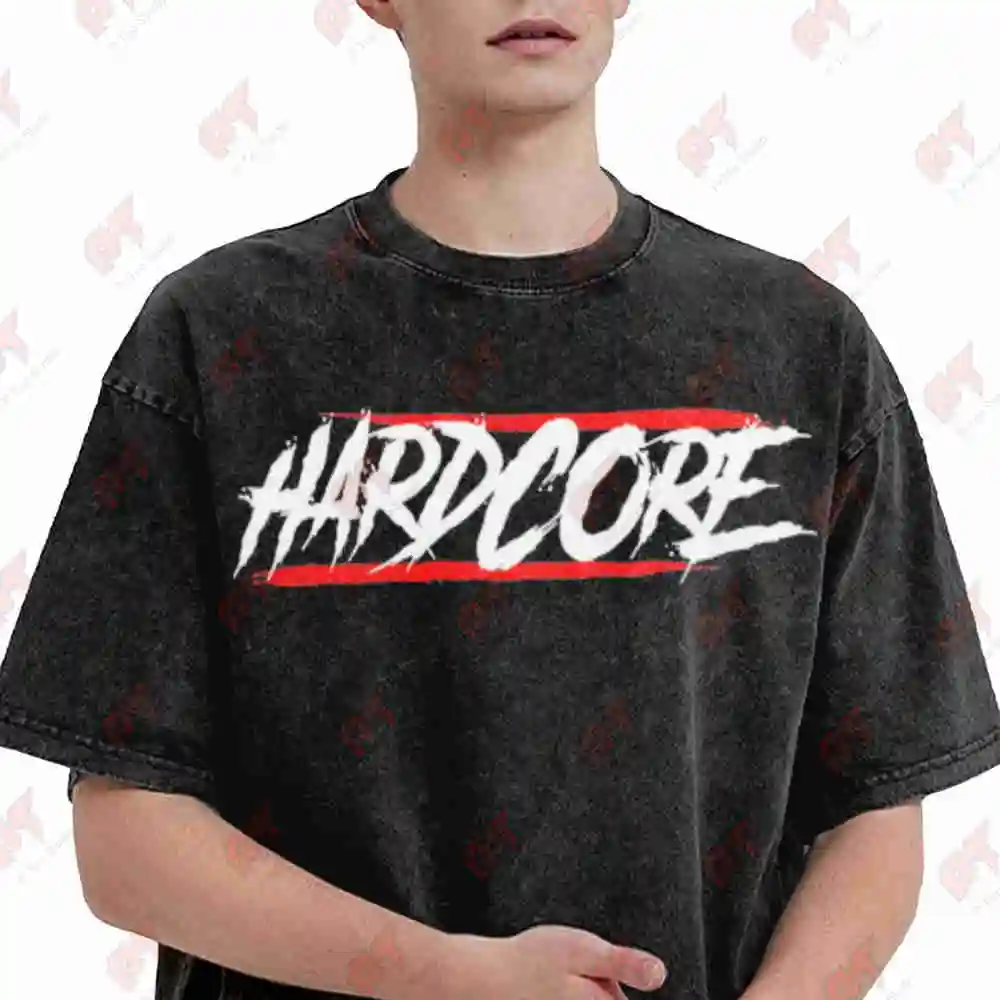 Hardcore Heavy Death Metal Punk Rock Rave Gabber Hard Techno EDM DJ Vintage Washed Tee Pure Cotton T-Shirt