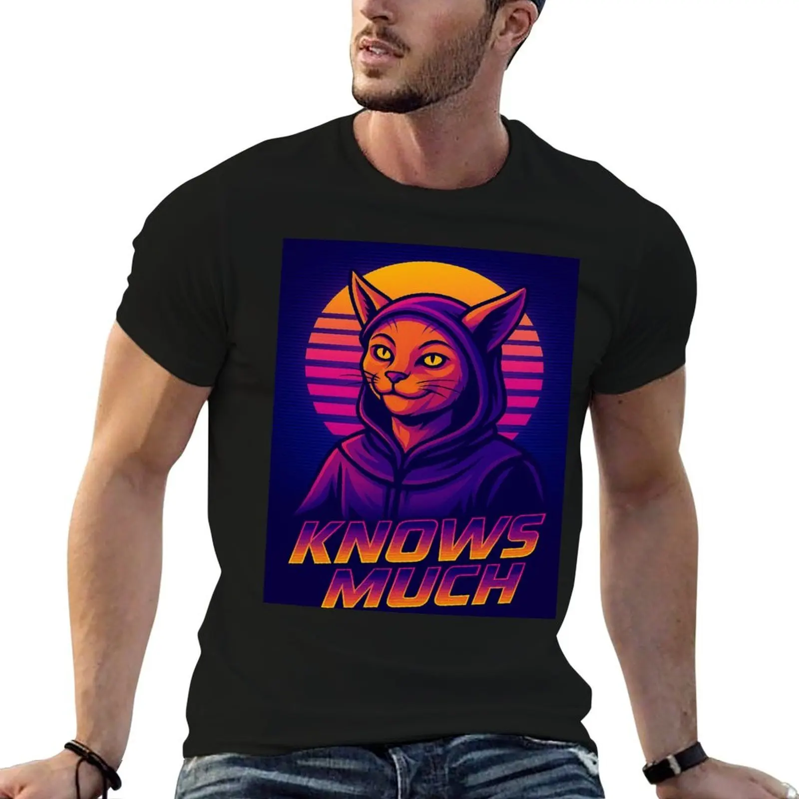 تعرف الكثير – M'aiq The Liar Synthwave Fan Art تي شيرت رجل تي شيرت جرافيك الرجال تي شيرت قطن 100% تي شيرت