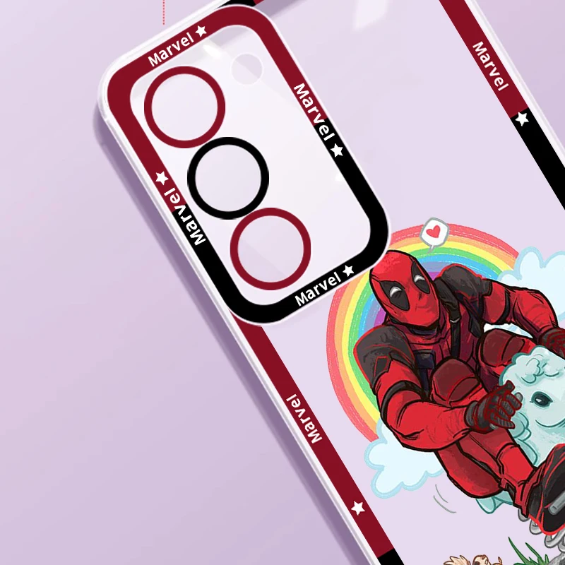 Marvel Deadpool Cartoon Cute For Samsung Galaxy S24 S23 S22 S21 S20 Plus FE Ultra A52 A53 A54 Angel Eyes Transparent Phone Case