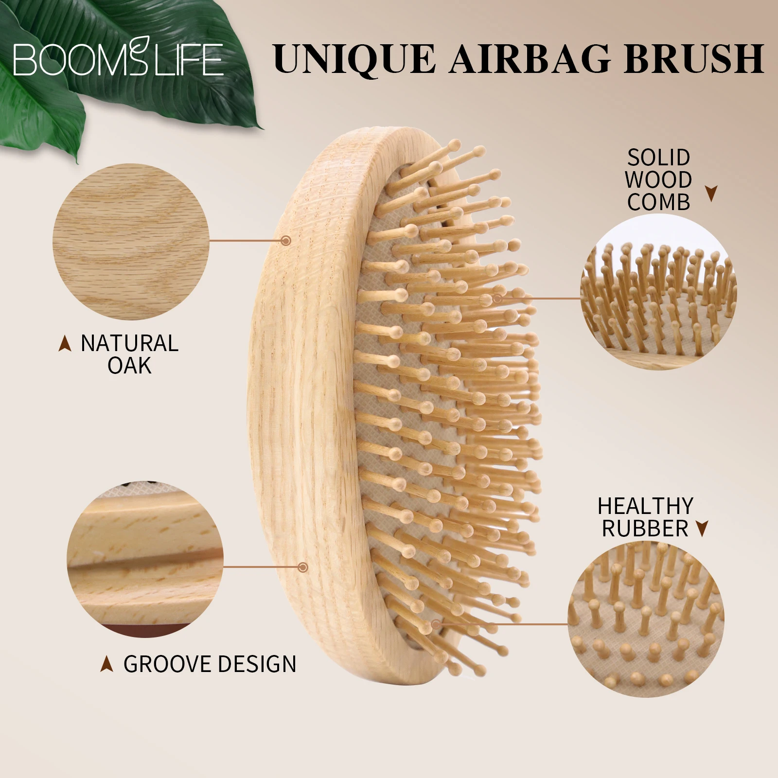 Mini Pocket Hair Comb Women Hair Brush for Hair Wood Airbag Brush Head Scalp Massage Hairbrush Anti Static Wet Dry Travel Combs