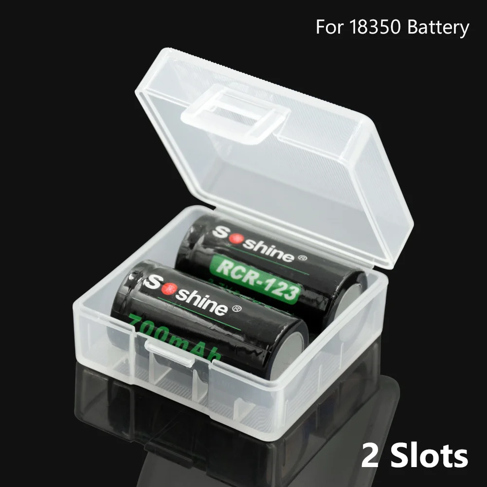 1 2 Slots Plastic Battery Case For CR123 18350 6F22 26650 Battery Holder Storage Box Battery Container Clear Organizer Case