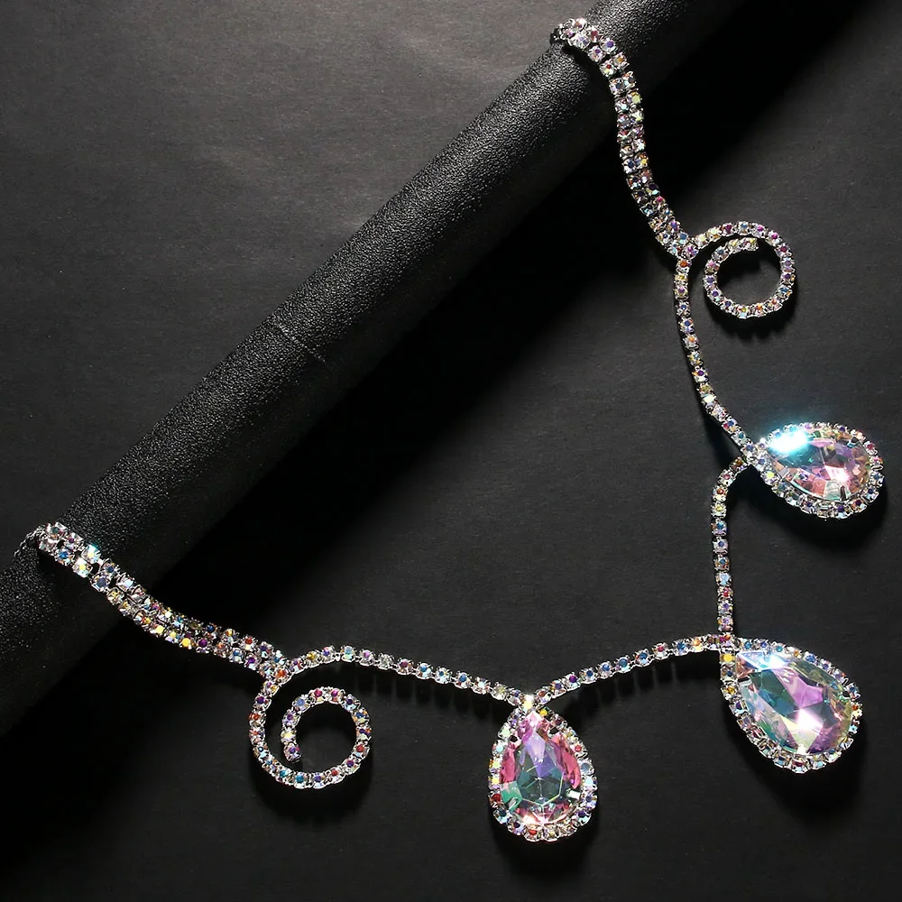 Elegant Rhinestone Drop Forehead Head Chain Headwear Jewelry Belly Dance Tiaras Accessories Luxury Crystal Headband for Women