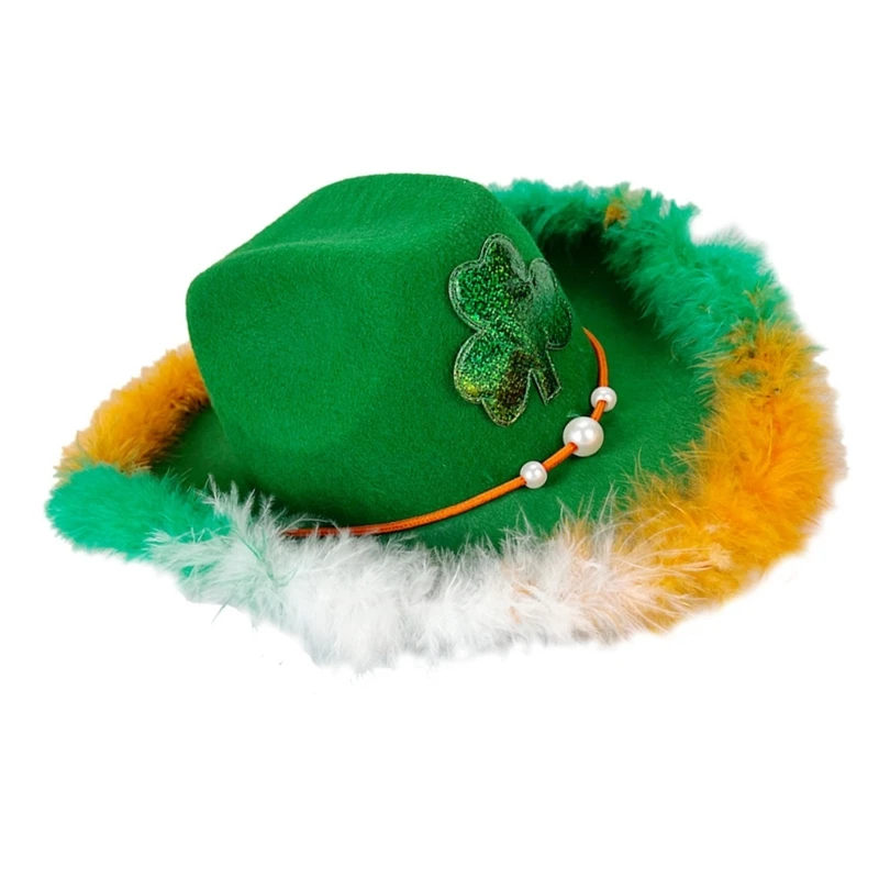 Patricks Day Hat Irish Leaf for Men Women Photo Props Feathered Hat Dropshipping