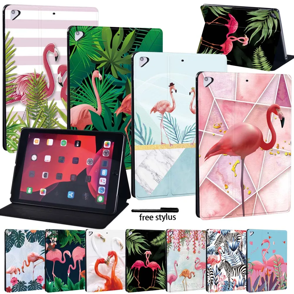 

For IPad 9th 8th 7th 10.2" Cover IPad 5th 6th/Air 2/3/4 Mini 2 3 4 5/Pro 11/Air 5 2022 Tablet Leather Funda Flamingo Print Case