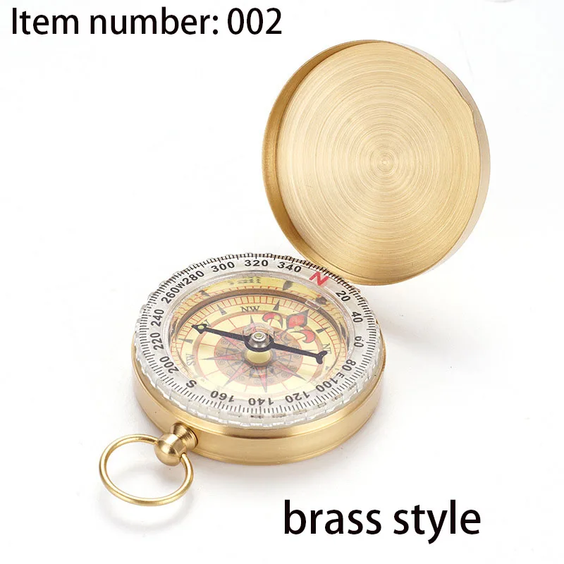 

Outdoor Mountaineering Luminous Compass, Travel Metal Compass, Multifunctional Hiking Compass with Cover Copper