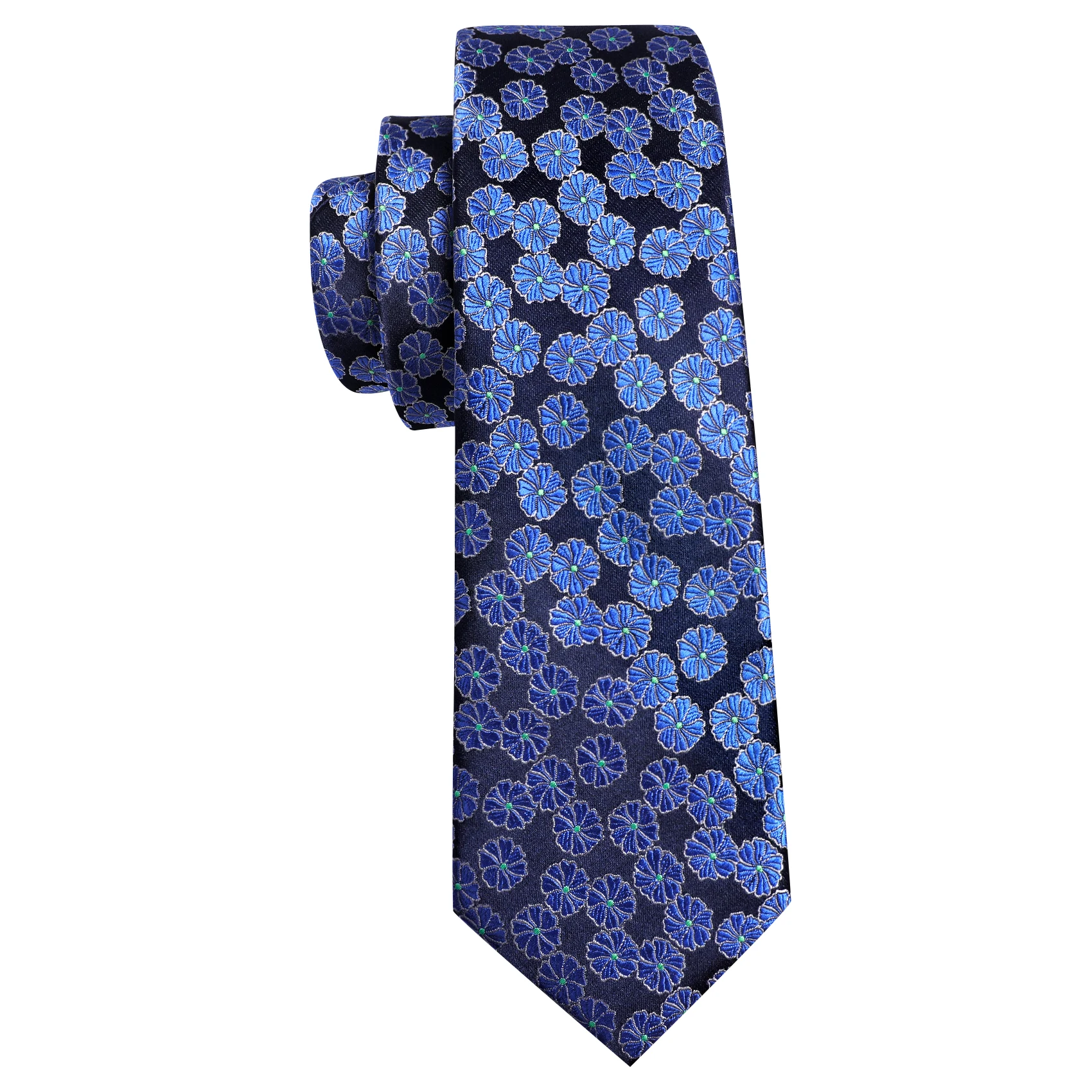 Corbata de seda Floral azul para hombre, exquisito conjunto de gemelos cuadrados de bolsillo, tejido para ocio, fiesta de boda, diseñador, FA-6501