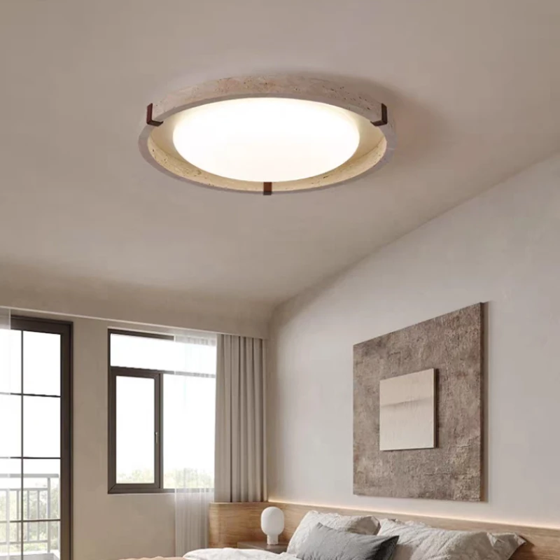 New Style Real Marble Ceiling Lamp Remote Control Dimmable Foyer Bedroom Restaurant Kitchen Hanging Light White Acrylic