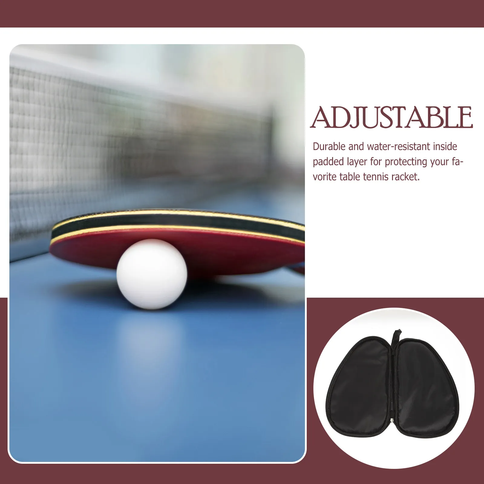 

Table Tennis Bat Bag Portable Grey Oxford Cloth Three Ball Storage Shell Shape Case Water Resistant for Athletes Players
