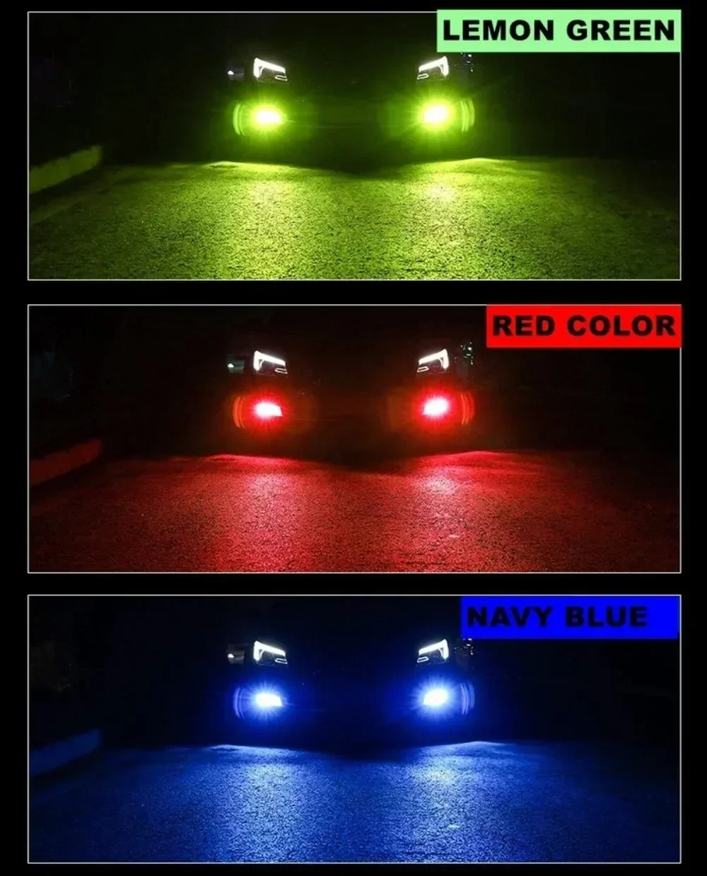 Lemon Green Red Pink Purple Car Lamp 1200LM 12V DRL Driving Running Lamp X5Led Bulb H8H11 Auto Fog Light H1H3 H27 880 9005 9006