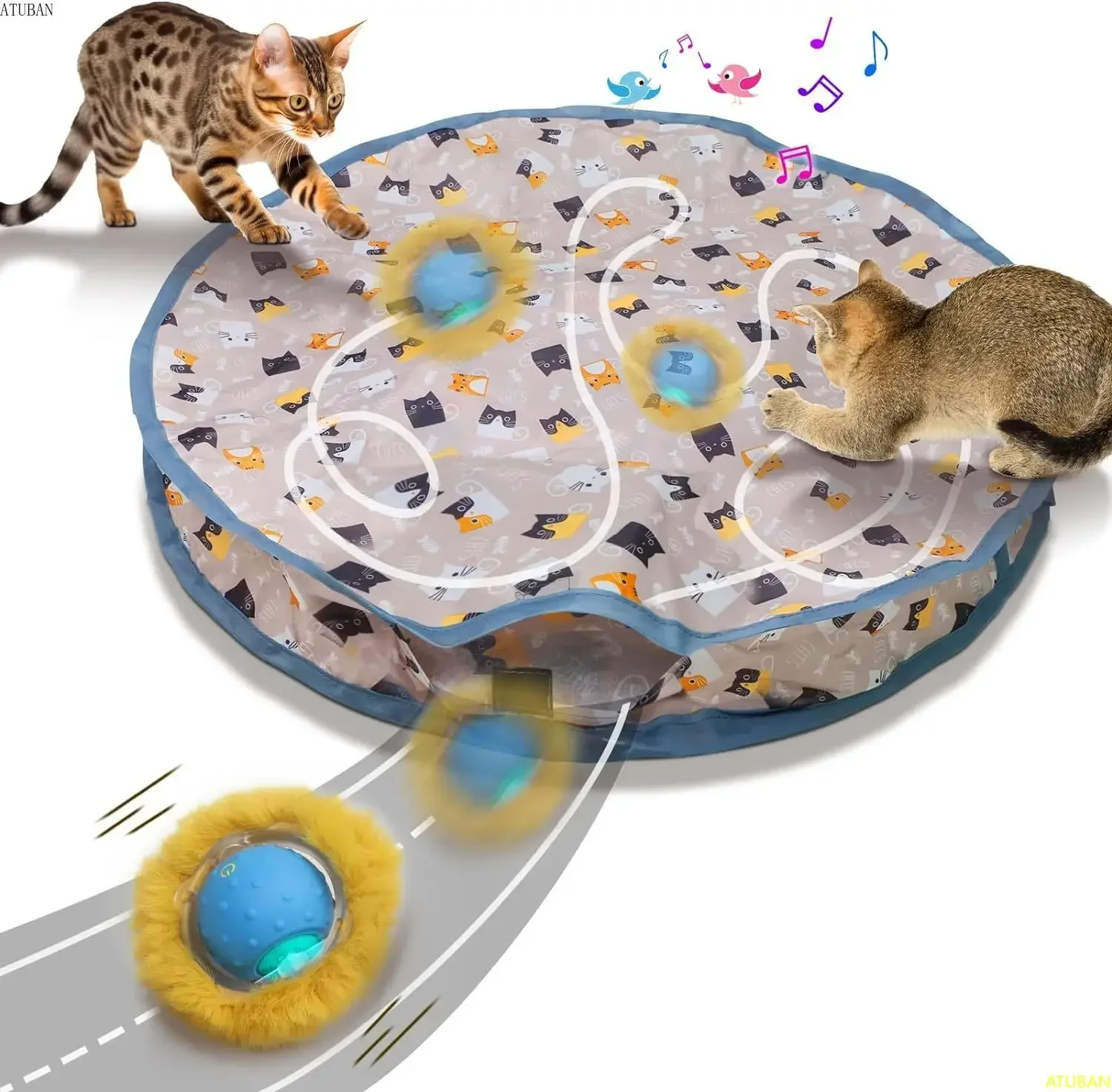 

KLYM Electric Cat Toys,Hide and Seek Kitten Toy,Chirping&Motion Activated Interactive Cat Toy,Cats Hiding Cover Exercise Toy