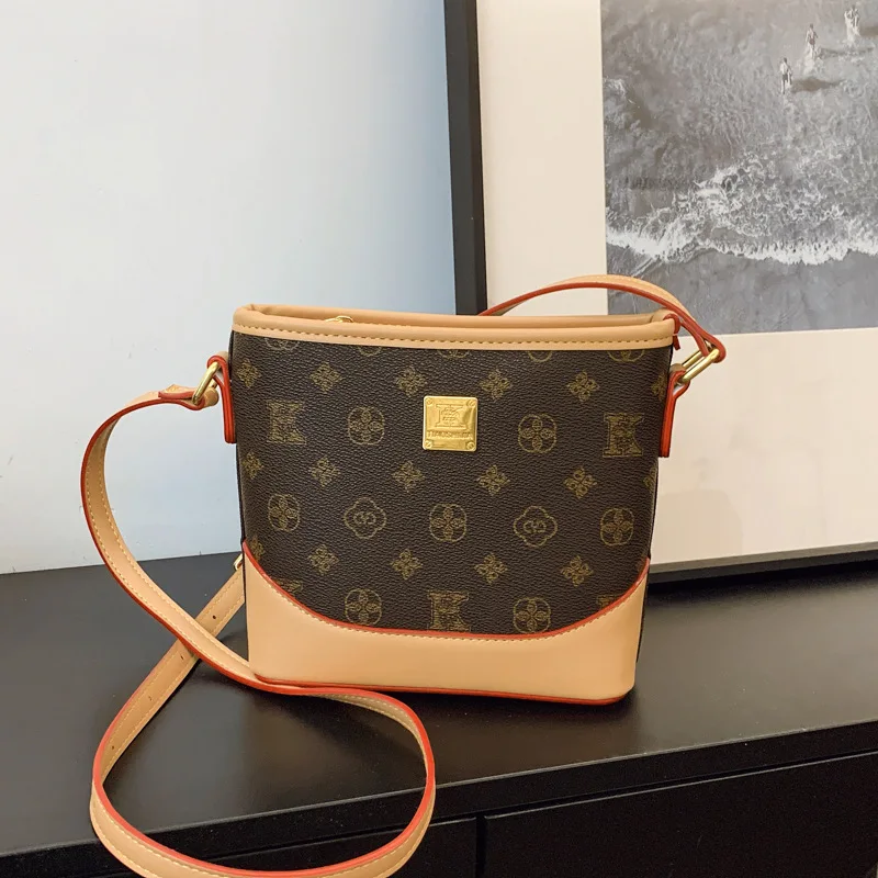 حقيبة دلو مطبوعة عتيقة محفظة مربعة لوكس للنساء خفيفة الوزن حقيبة كتف عصرية حقيبة كروس بسيطة حقيبة نهارية ليلية #2