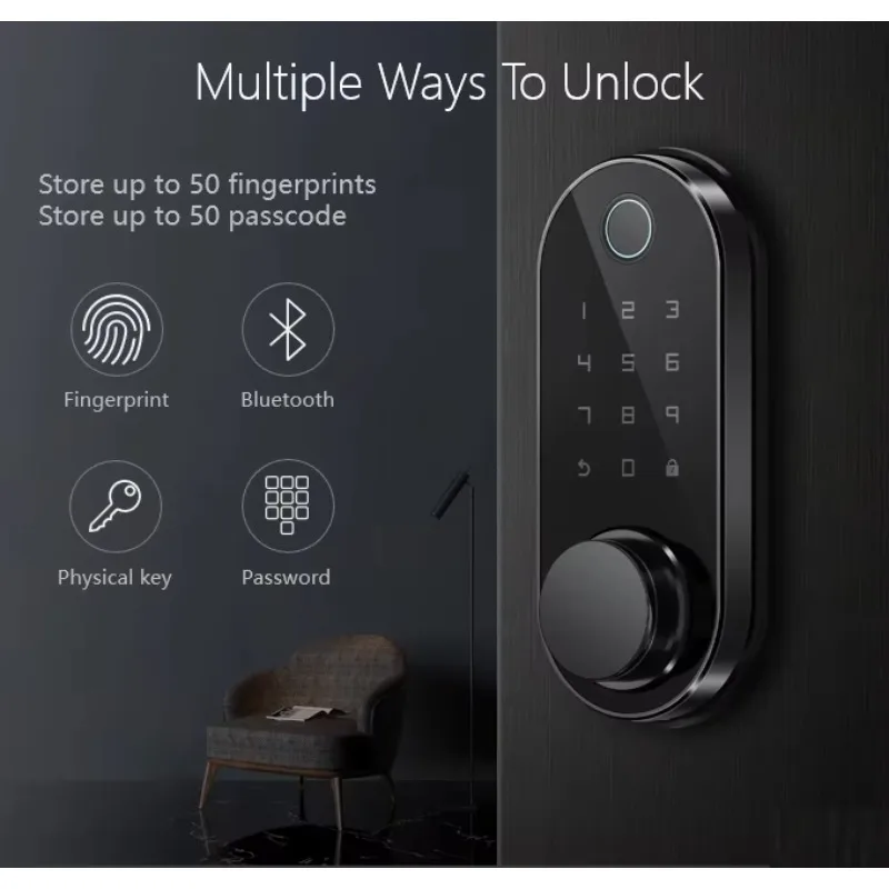 RSH Factory Direct Keyless Digital Deadbolt Door Lock with Ble Ttlock App & Tuya App for Smart Home for Glass & Wood Door