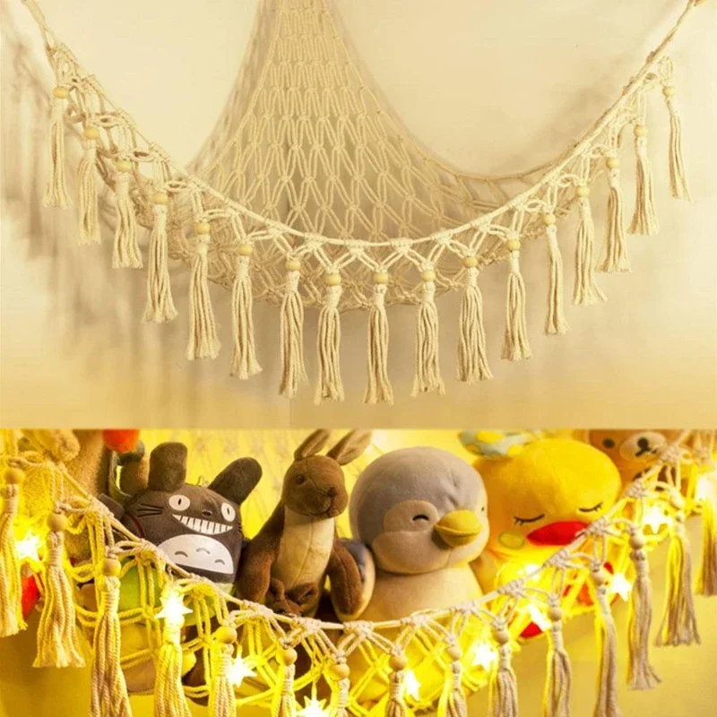 Hammock Net Toys Storage Boho Decor Children Room Toys Stuffed Animals Toys Hammock Net Organize Bohemia Soft Storage Swing