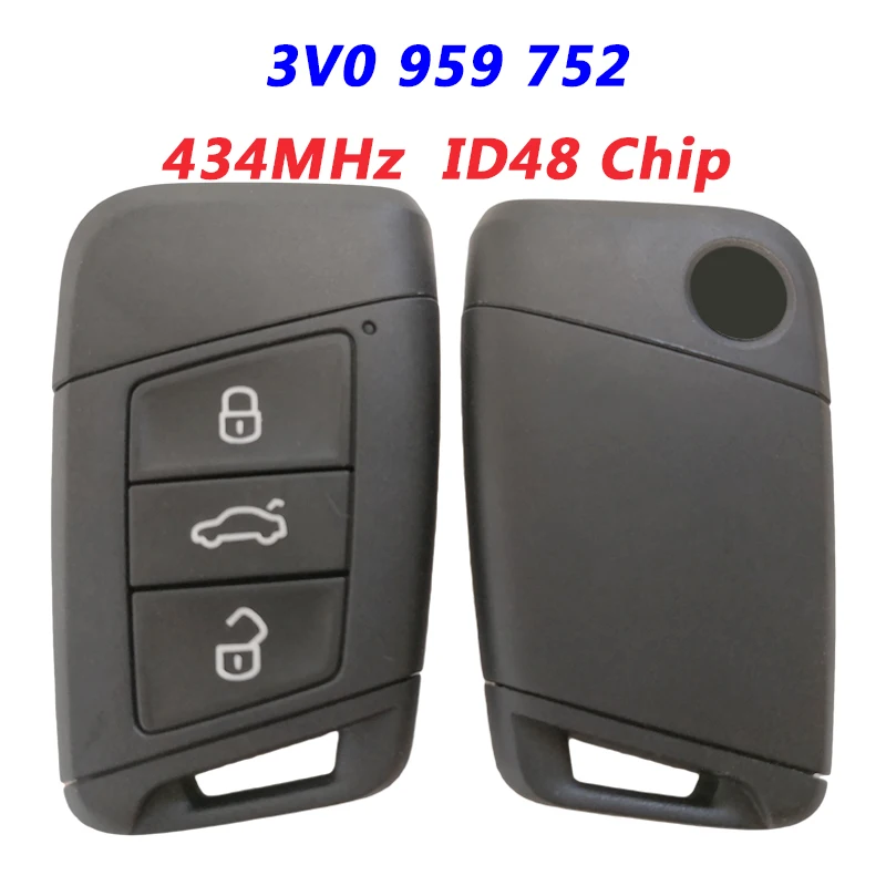 

AK001085 Original 3V0 959 752 Smart Remote Key 3 Button 434MHz 48 Chip 3V0959752 FCCID KR5FS14 A2C84365204