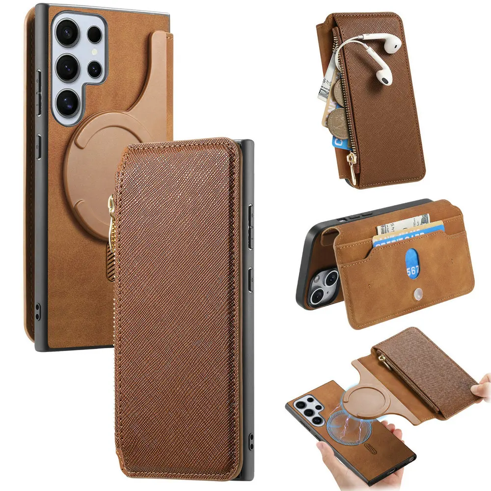 

S24FE S24 Ultra 5G Luxury Case Zipper Wallet Detachable 2IN1 Leather 360 Protect for Samsung Galaxy S24 Ultra S 24 Plus FE Funda