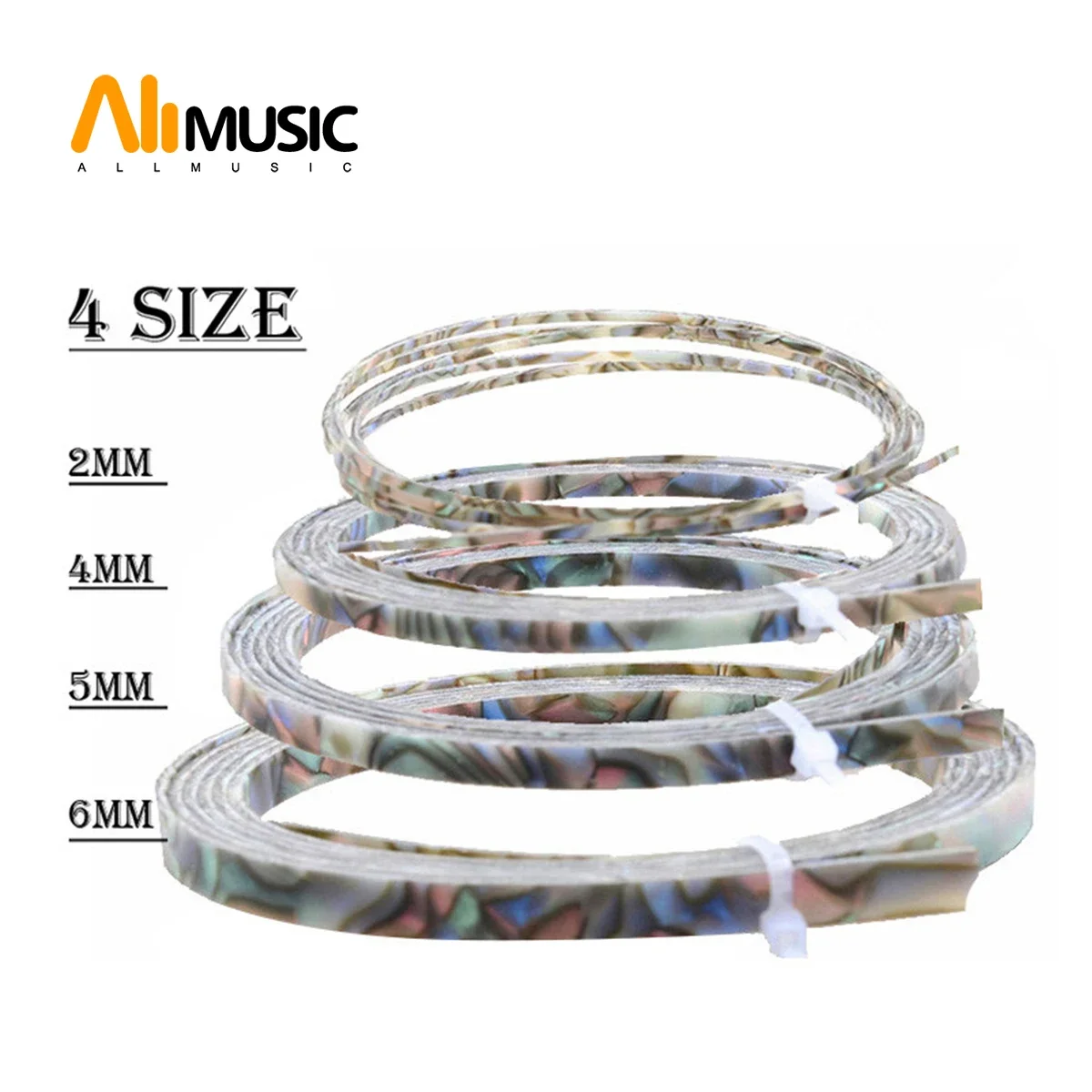 6Pcs Colorful Celluloid 6/5/4/2 mm Width Guitar Binding Purfling 5 Feet Length Abalone Pearl