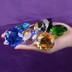 1pcs Crystal Diamond Shaped Paperweight Decorative Cut Glass Giant Gemstone Wedding Christmas Ornament Gifts