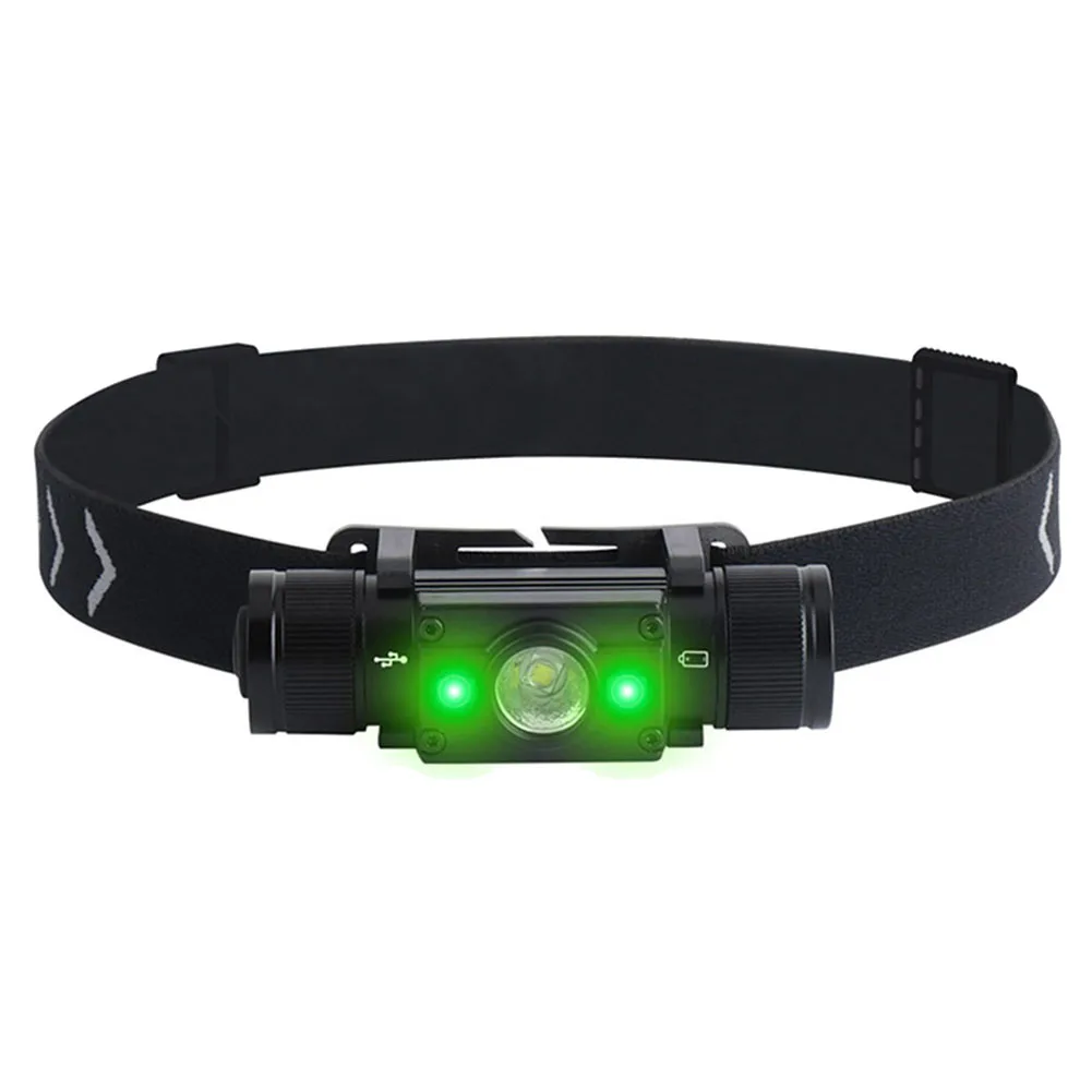 HP300 1XL2+2XXPE LED Head Light Lamp Max.1000LM Waterproof Headlight TYPE-C Rechargeable 18650,Side Light Green Light