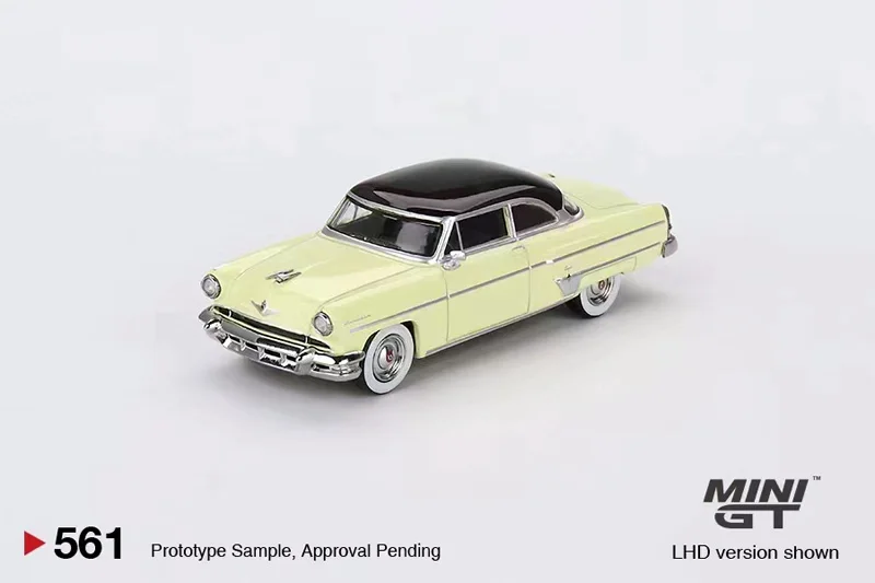 MINI GT 1:64 # 561 Lincoln Capri 1954 Premier Żółty odlewany model samochodu wyścigowego Zabawki dla dzieci Prezent