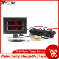 12V 24V Universal Digital Water Temperature Gauge Voltage Voltmeter Gauge for Car + Water Temperature Sensor Head Plug 10MM