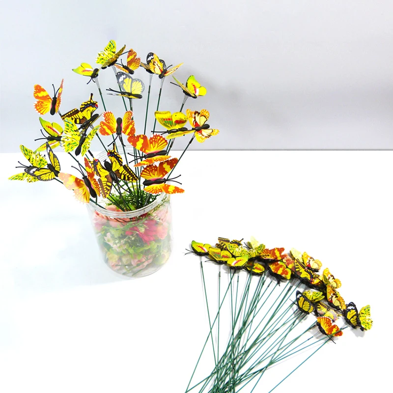 10Pcs/Set Simulation Butterfly Stick Outdoor Garden Flower Pot Decor Ornament Gardening Supplies