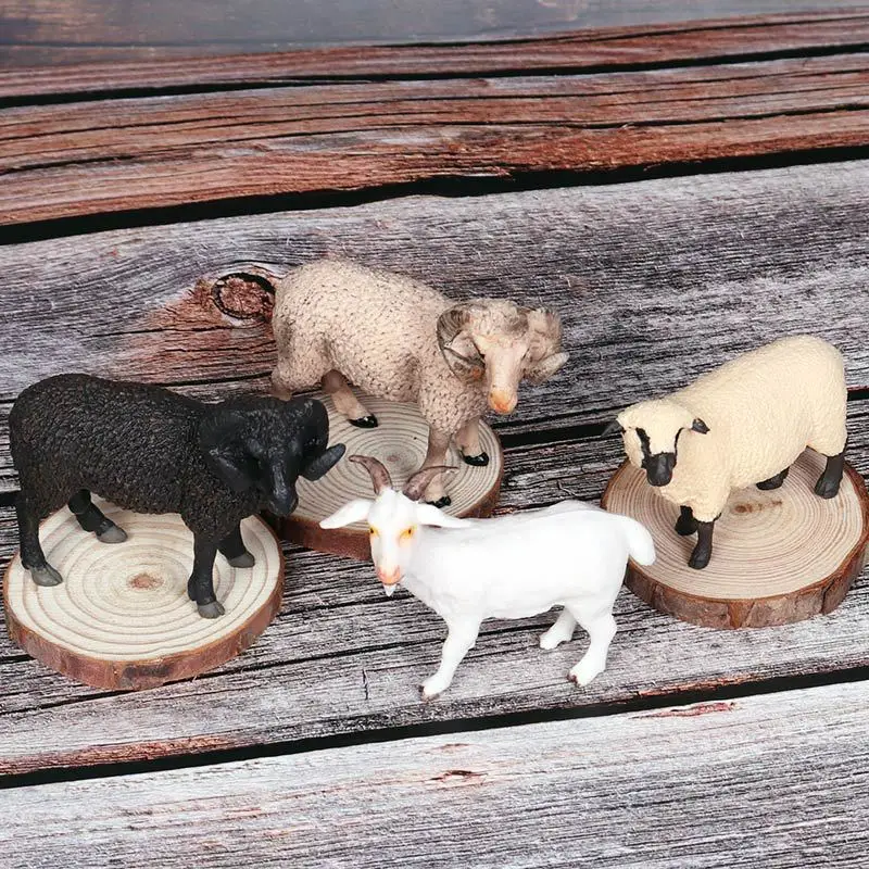 Simulation of children's wild animals solid static model corner sheep hand-made big horn sheep plastic toys