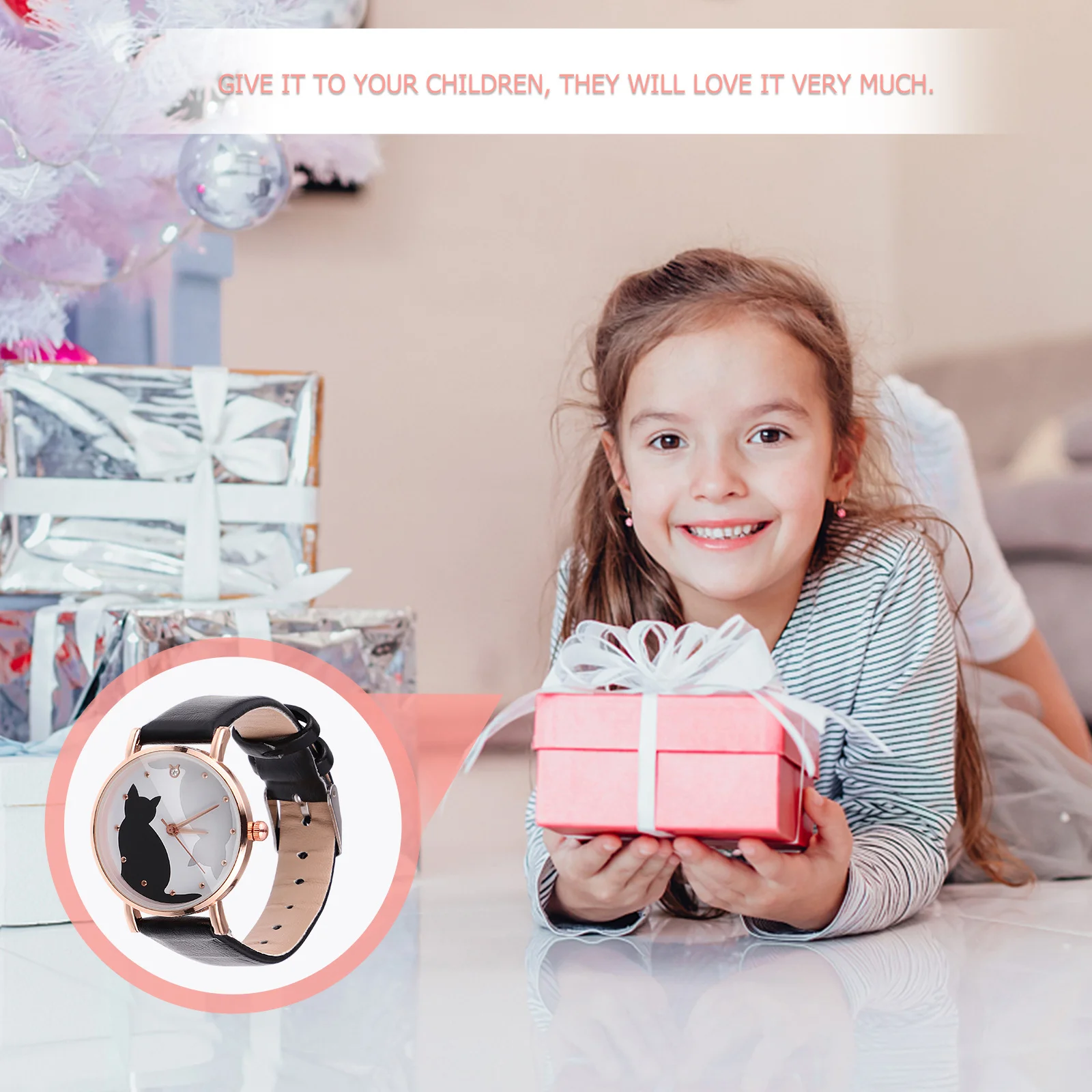 

Cartoon Cat Watch Kids Watches Lovely Girlish Feeling Quartz Movement Faux Strap Easy Read Children Wrist Watch Girl