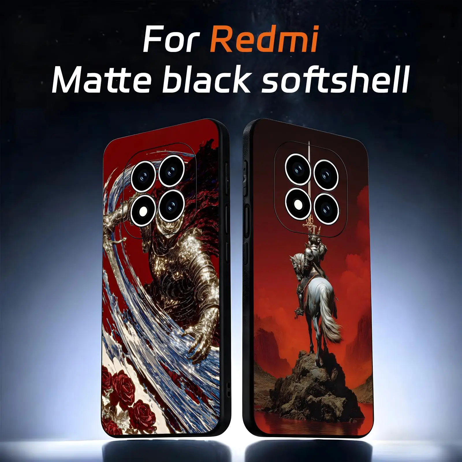

2Medieval knight Phone Case For Redmi Note15 14 13 12 11Pro Plus 5G 14C A3 Soft Black Phone Cover