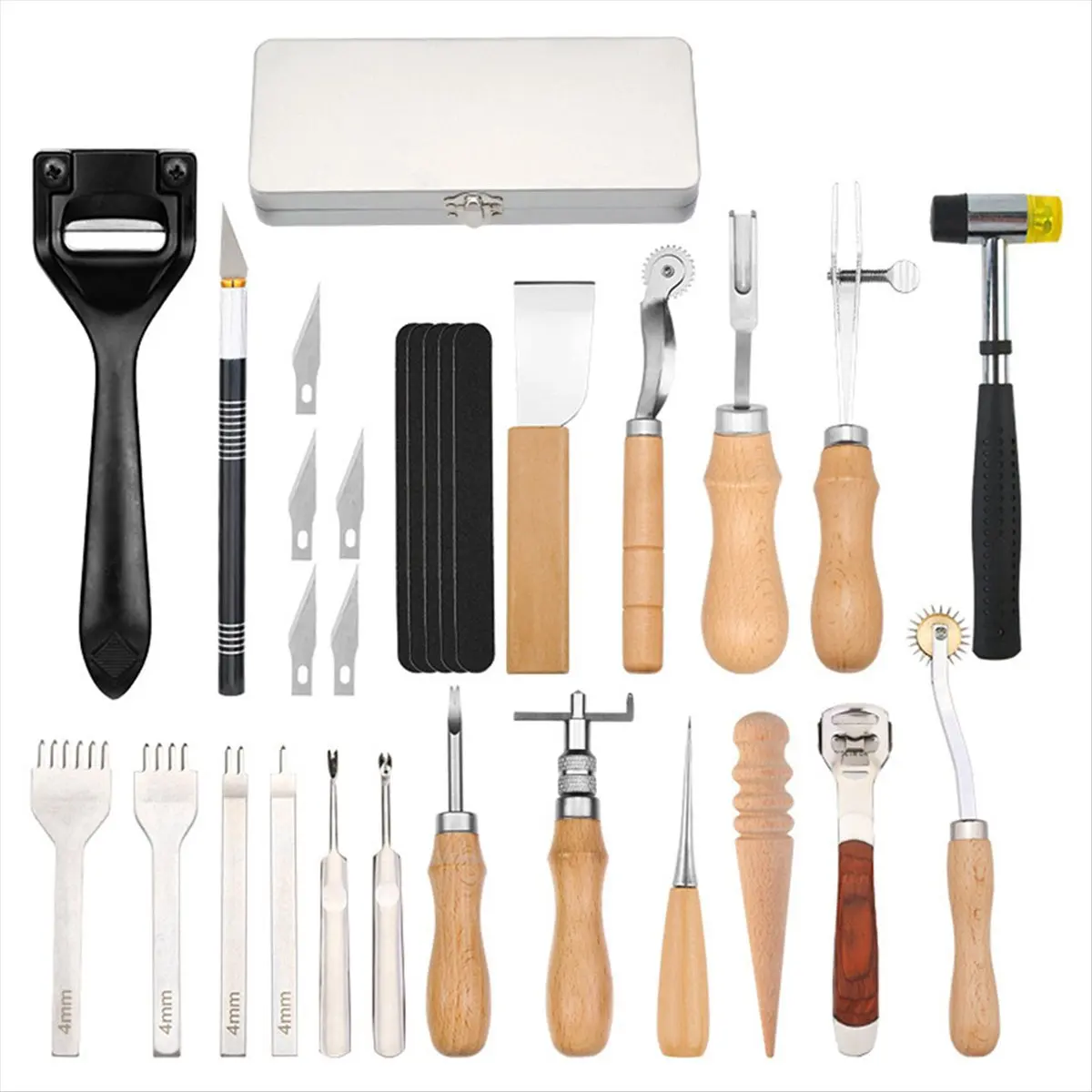 L63A Leather DIY Handmade Leather Cutting Set Leather Basic Tools Punch and Cut Leather Combination