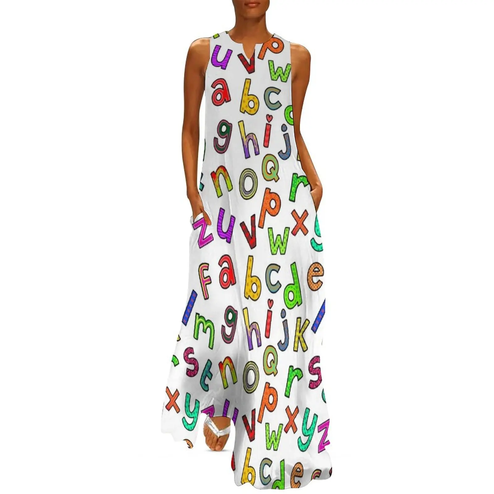 

Alphabet Lettering Doodle Font Long Dress cute dress luxury women"s party dress evening prom chic and elegant woman