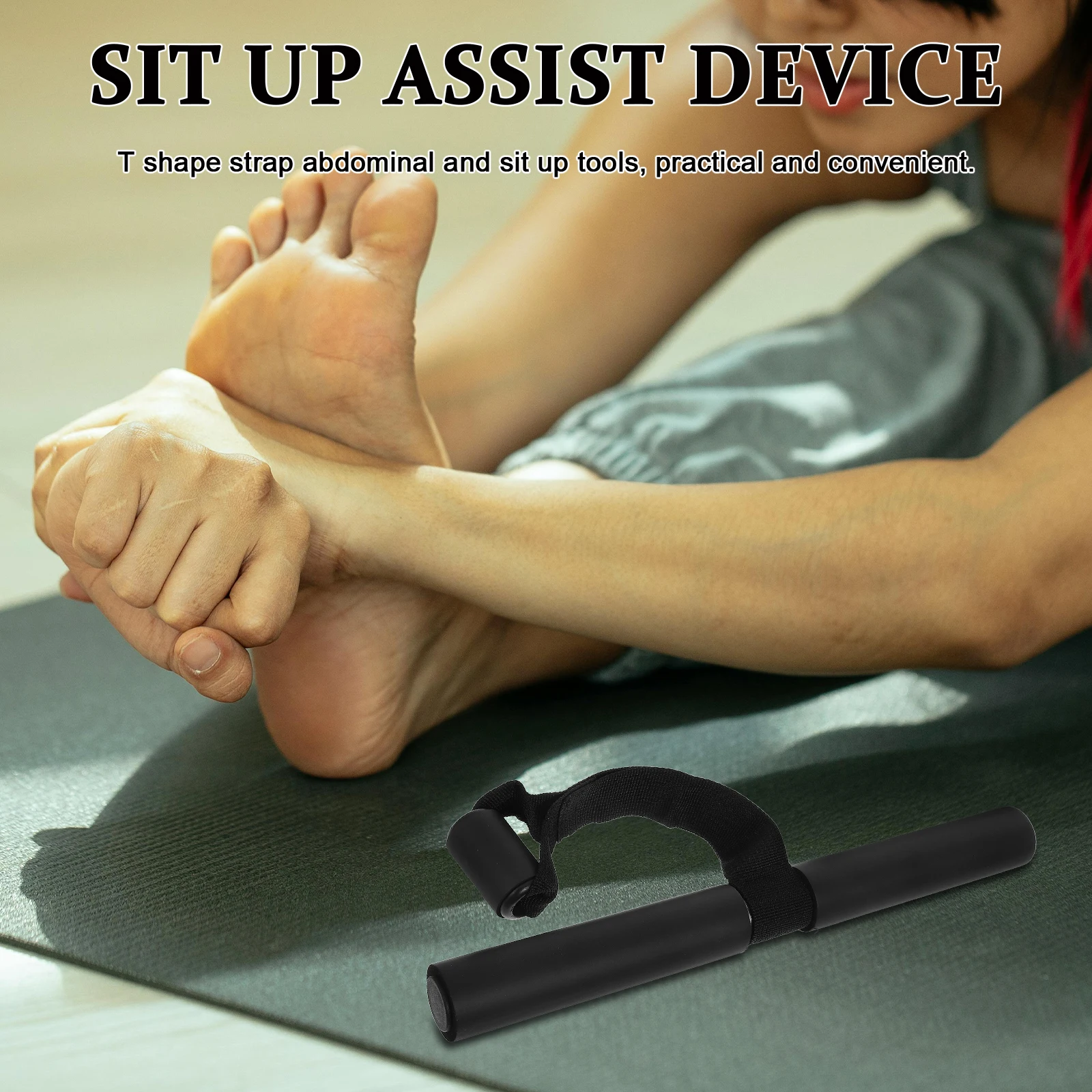 

Household Fitness Sit-Up Assist Bar Black T Shape Belt Simple Install Abdominal Trainer Exercise Bar Sit-Up Tool