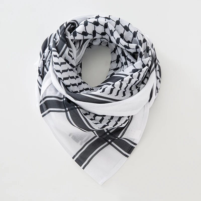 Classic Palestine Black White Keffiyeh Square Print Men Scarf Shemagh Headscarf Islam Arab Head Neck Scarves