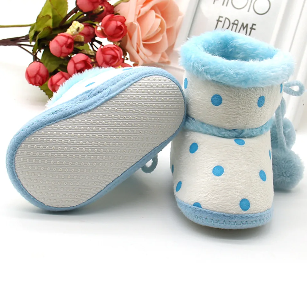 Baby Cotton-padded Booties Soft Anti-skidding Lace-up Girls Shoes for 0-18 Months Infant Supplies Velvet for Warm Keeping