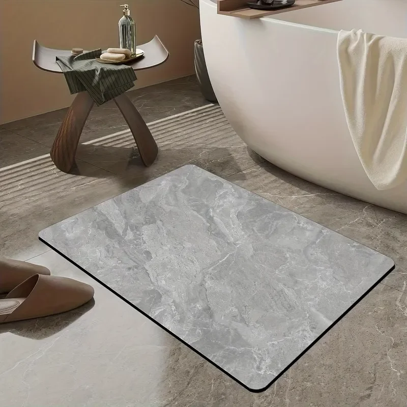 1 Piece Marble Textured Diatom Mud Bathroom Floor Mat Soft Non Slip Quick Drying Bath Rug Home Decor Accessories
