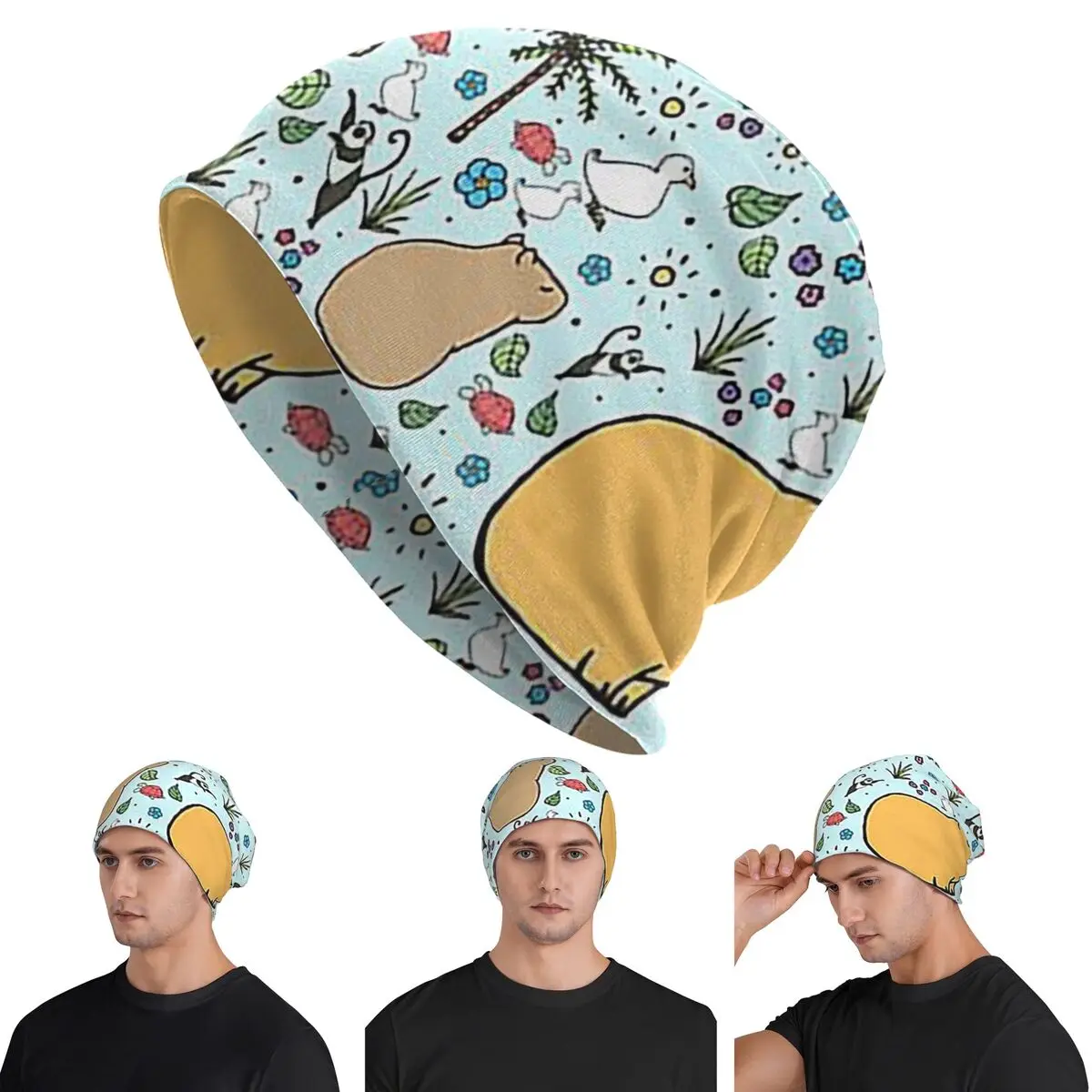 

Capybaras In Blue Skullies Beanies Hats Warm Autumn Winter Outdoor Cap Knitted Bonnet Caps for Men Women Adult