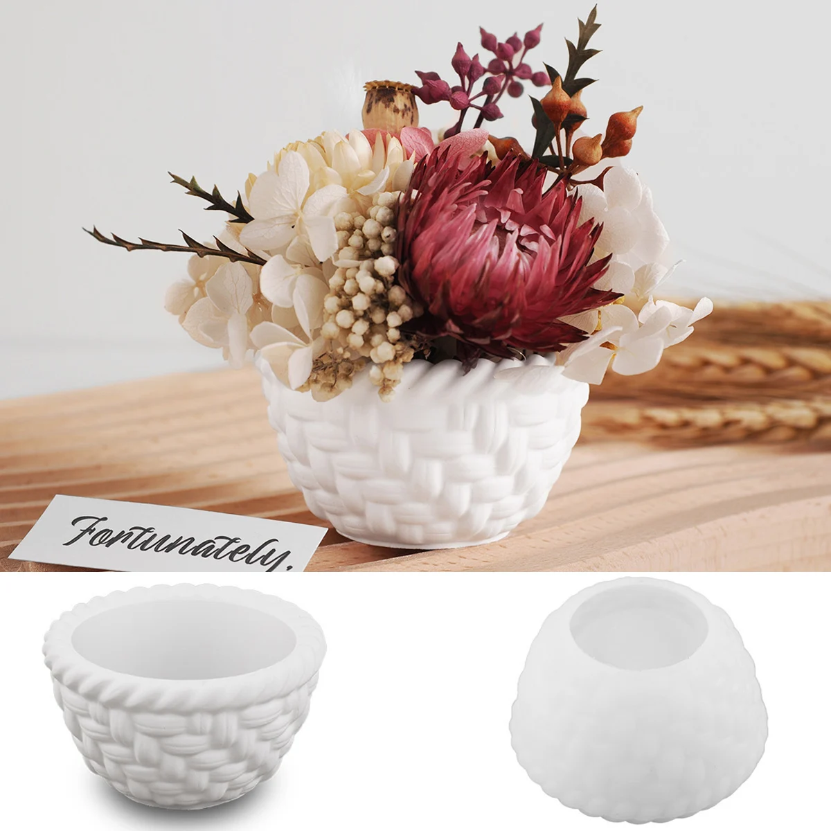 Creativity Woven Basket Candle Jar Silicone Mold DIY Jewelry Storage Box Craft Making Plaster Resin Planter Molds Home Decor