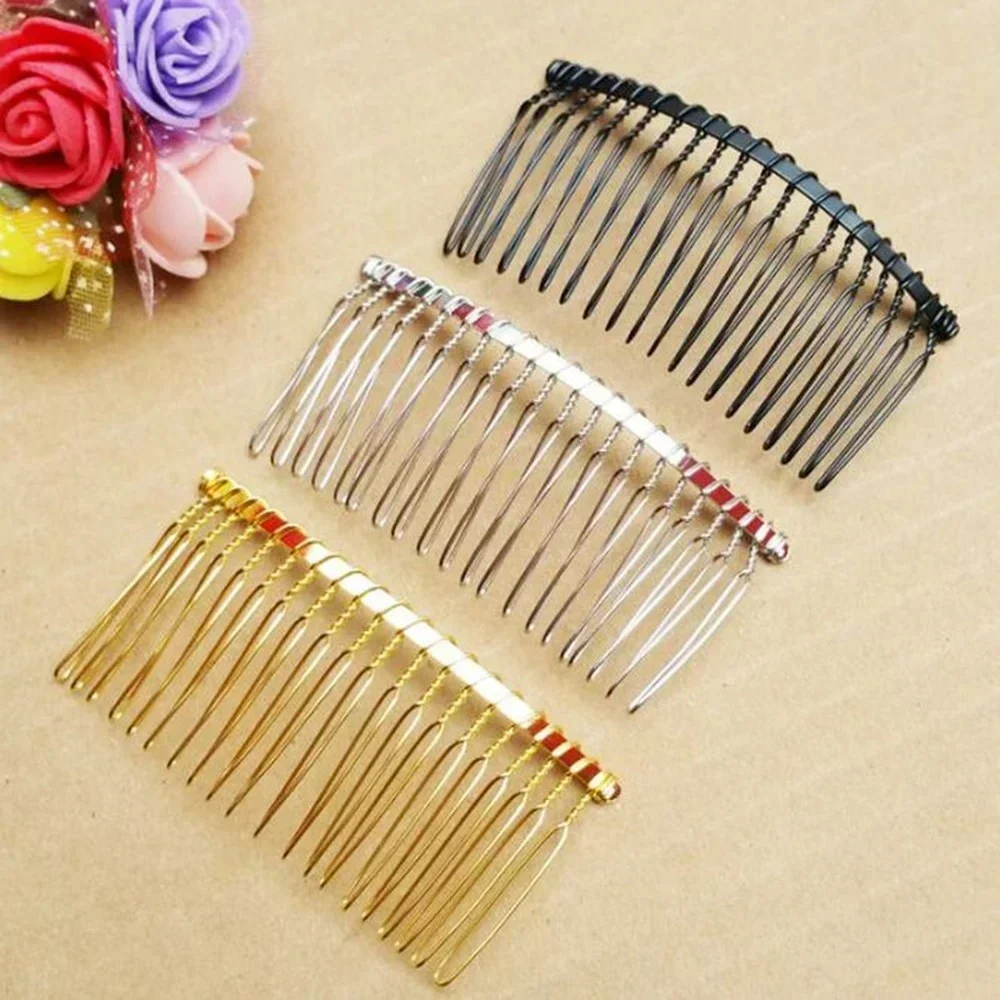 10Pcs/Set 20 Teeth DIY Metal Hair Combs Claw Hairpins for Wedding Jewelry Making Findings Handmade Comb Base Bridal Accessories