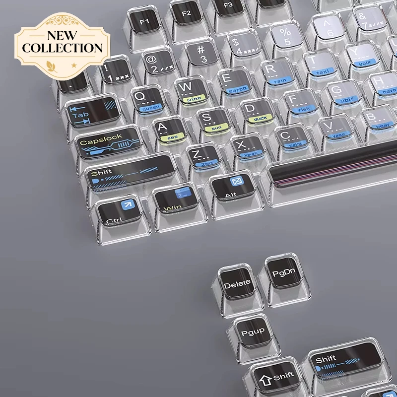 KUXM Double-Layer Crystal Keycaps MDA Profile 115-Key Small Full Set Transparent Dual-Color Injection Molding